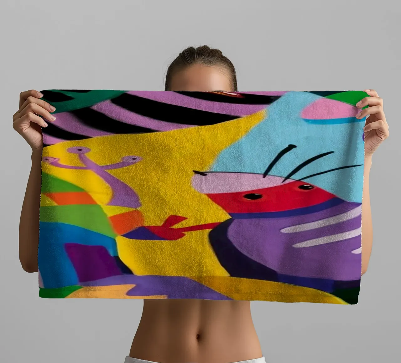 Speelse abstracte caleidoscoop badhanddoek van Monarco Virtuoso