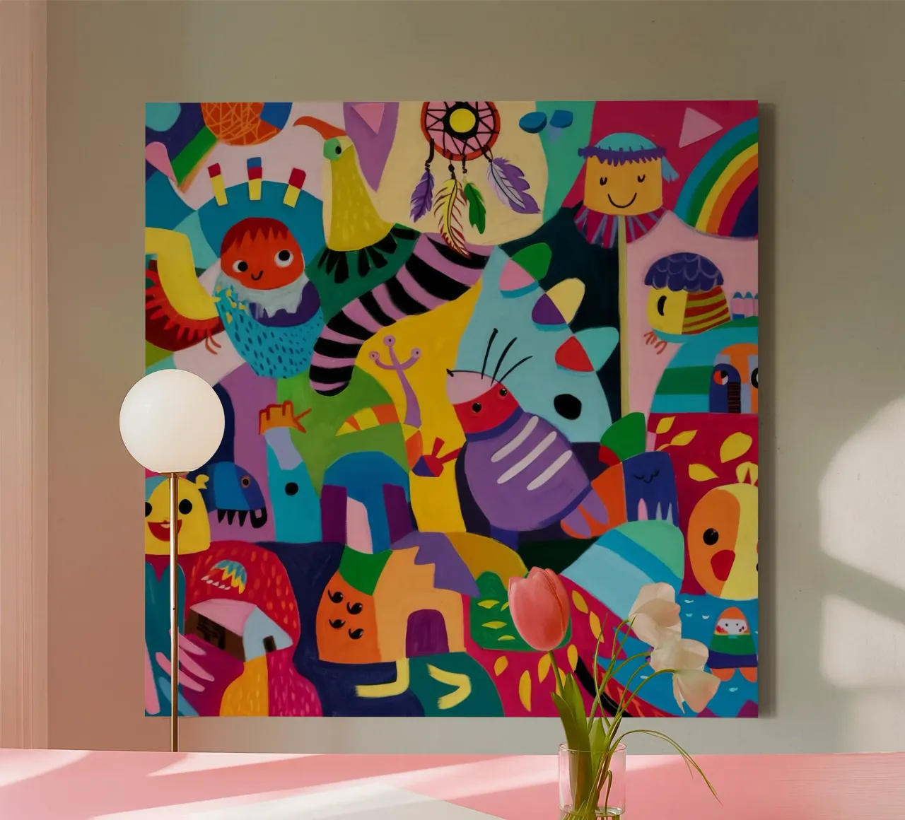 Speelse abstracte caleidoscoop canvas met Baklijst van Monarco Virtuoso