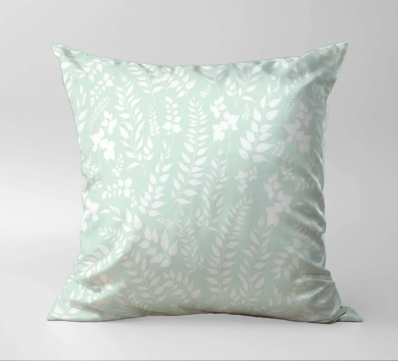 Greenery Botanical Print Sage and White decorative cushion by SilverPegasus