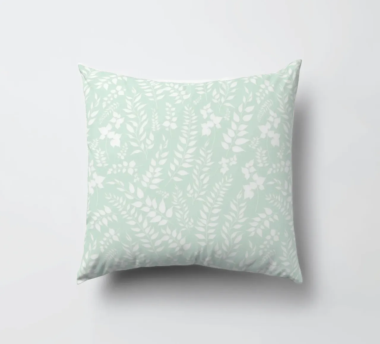 Greenery Botanical Print Sage and White decorative cushion by SilverPegasus