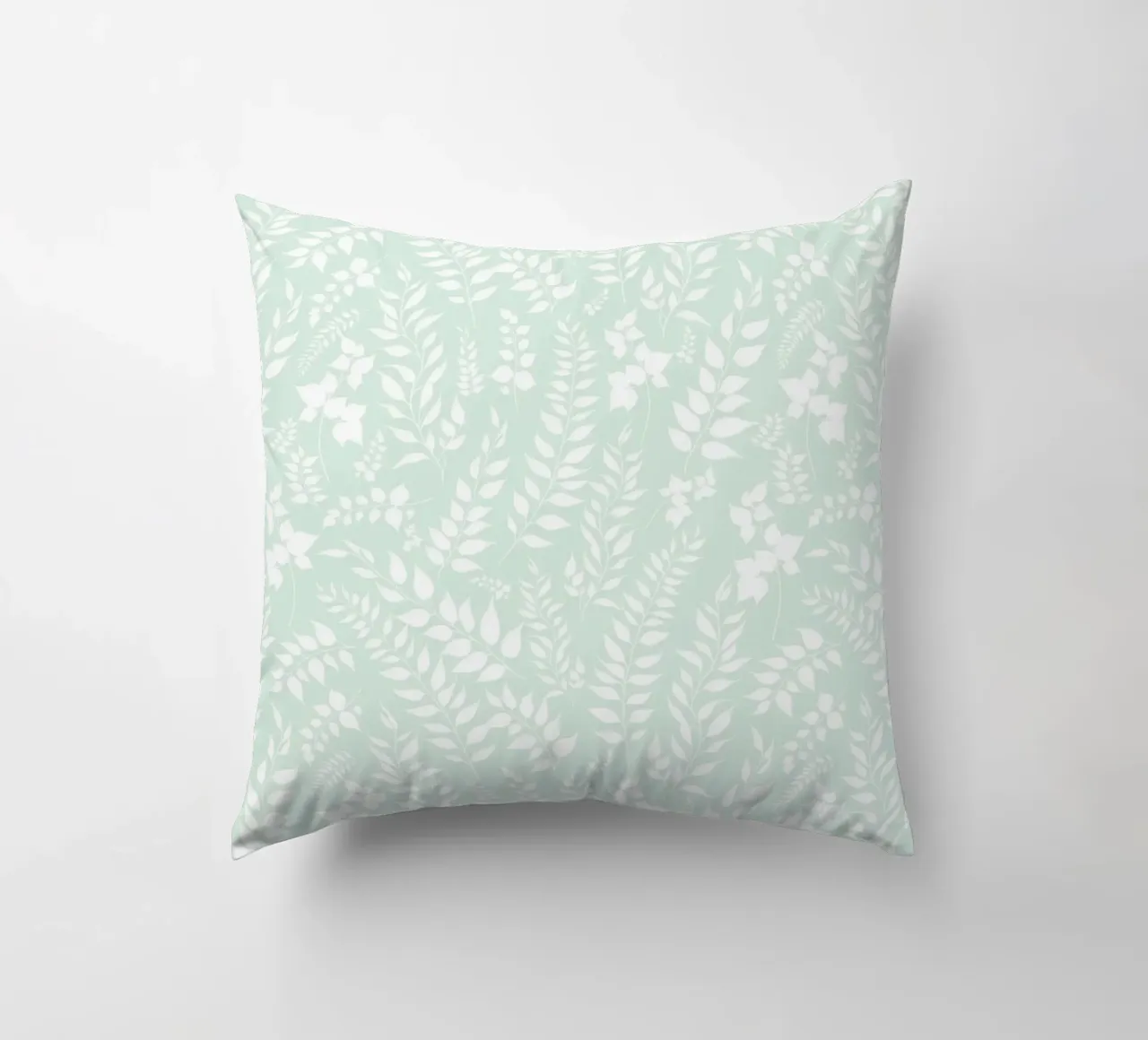 Greenery Botanical Print Sage and White decorative cushion by SilverPegasus