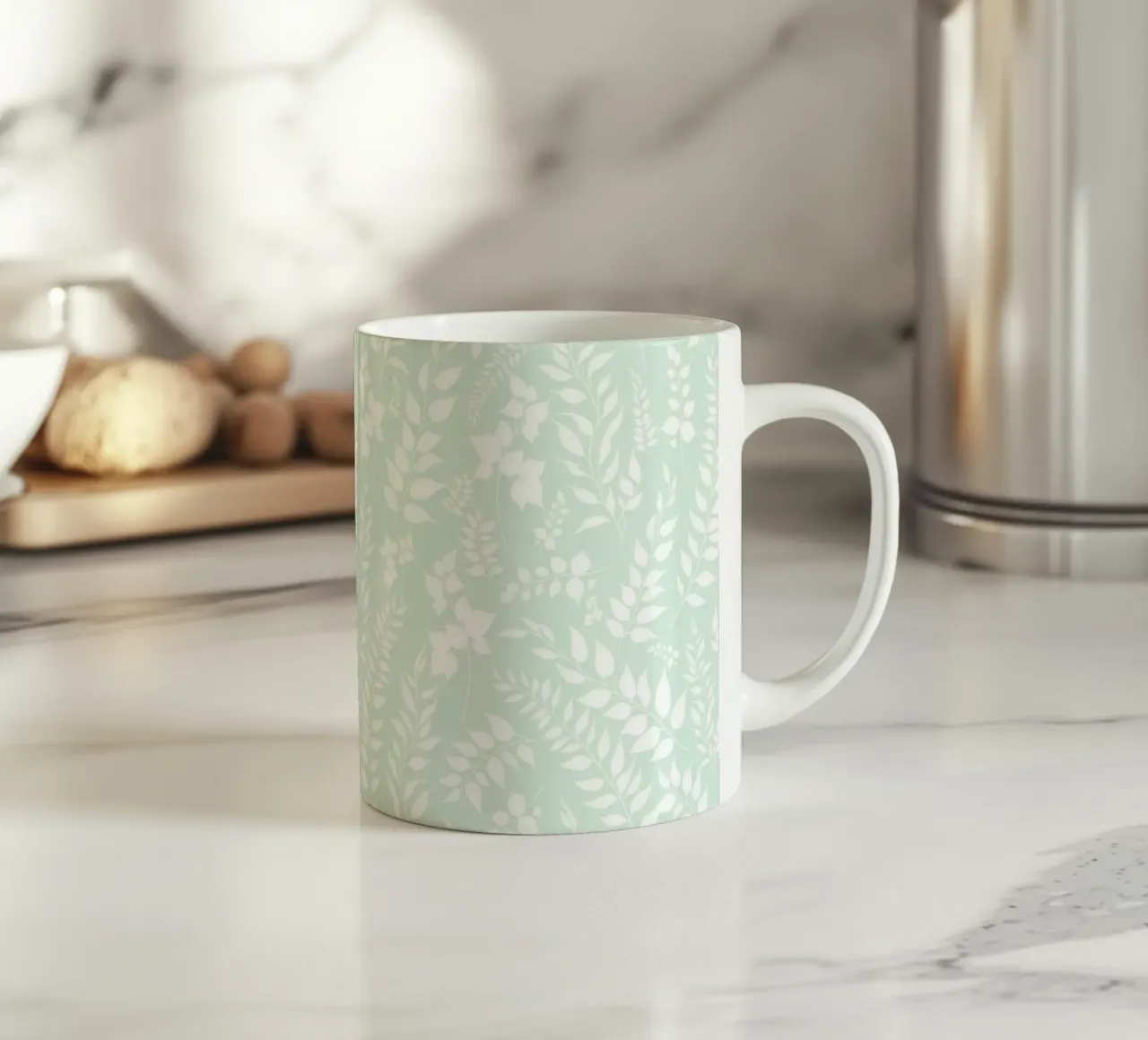 Greenery Botanische print Salie en wit keramische mok van SilverPegasus