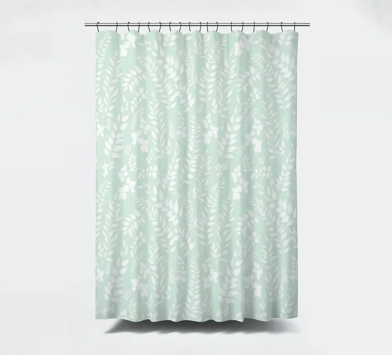 Greenery Botanical Print Sage and White shower curtain by SilverPegasus