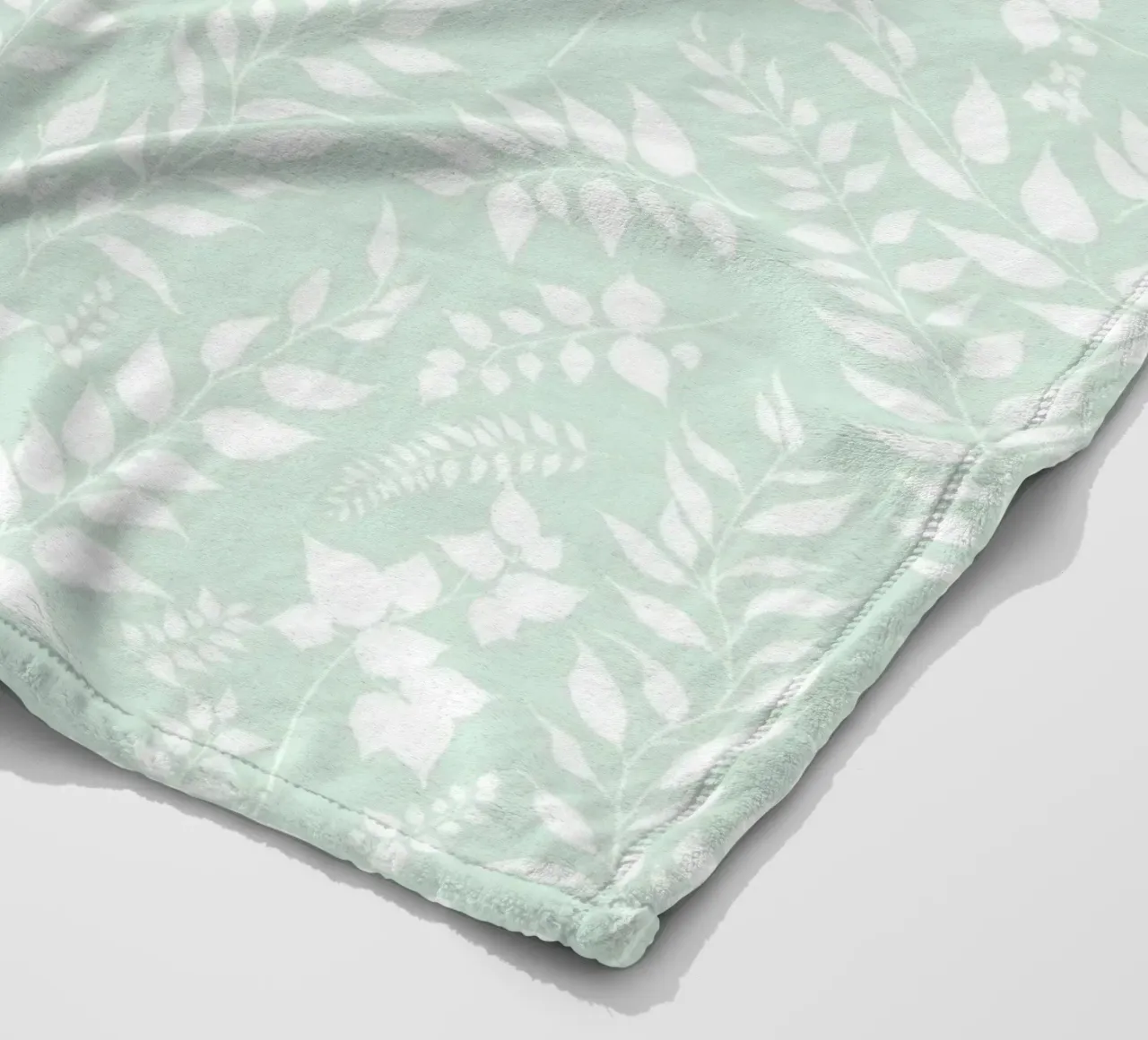 Greenery Botanical Print Sage and White fleece blanket by SilverPegasus