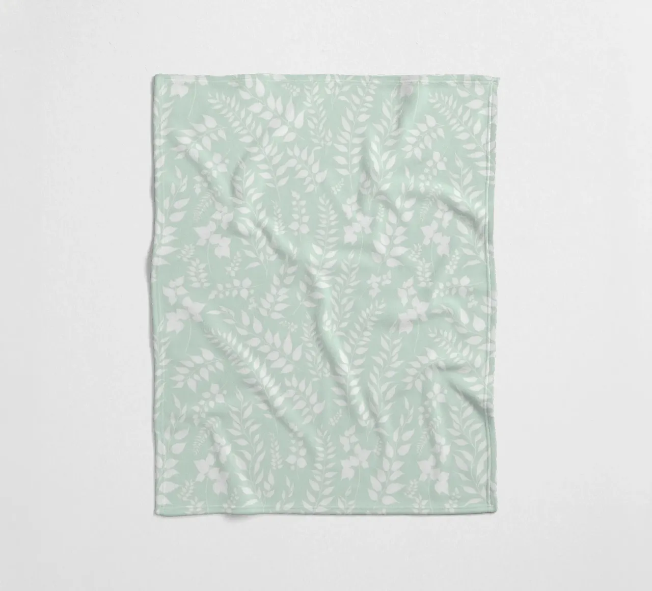 Greenery Botanical Print Sage and White fleece blanket by SilverPegasus