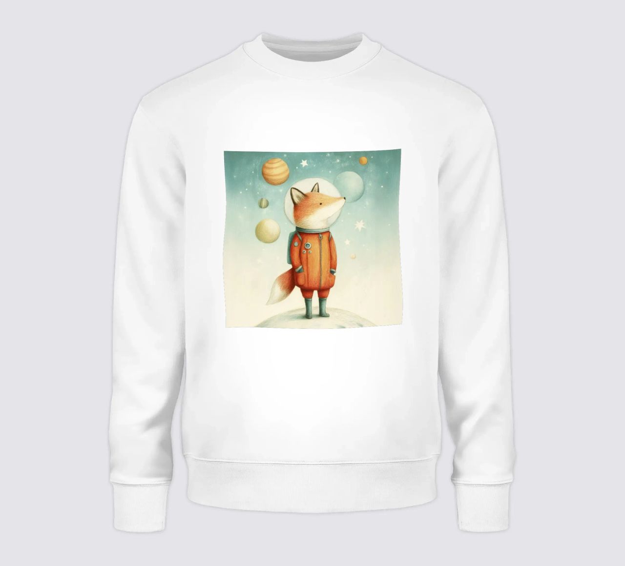 Zorro astronauta en la Tierra con la Luna - Minimal Kids Print sudadera de Modern Muse