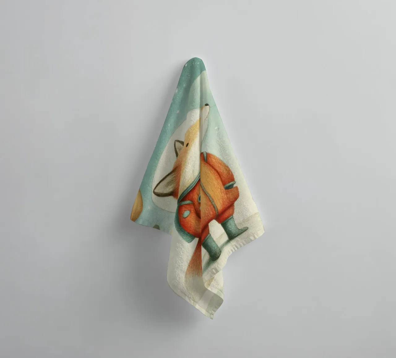 Astronaut vos op aarde met maan - Minimal Kids Print badhanddoek van Modern Muse