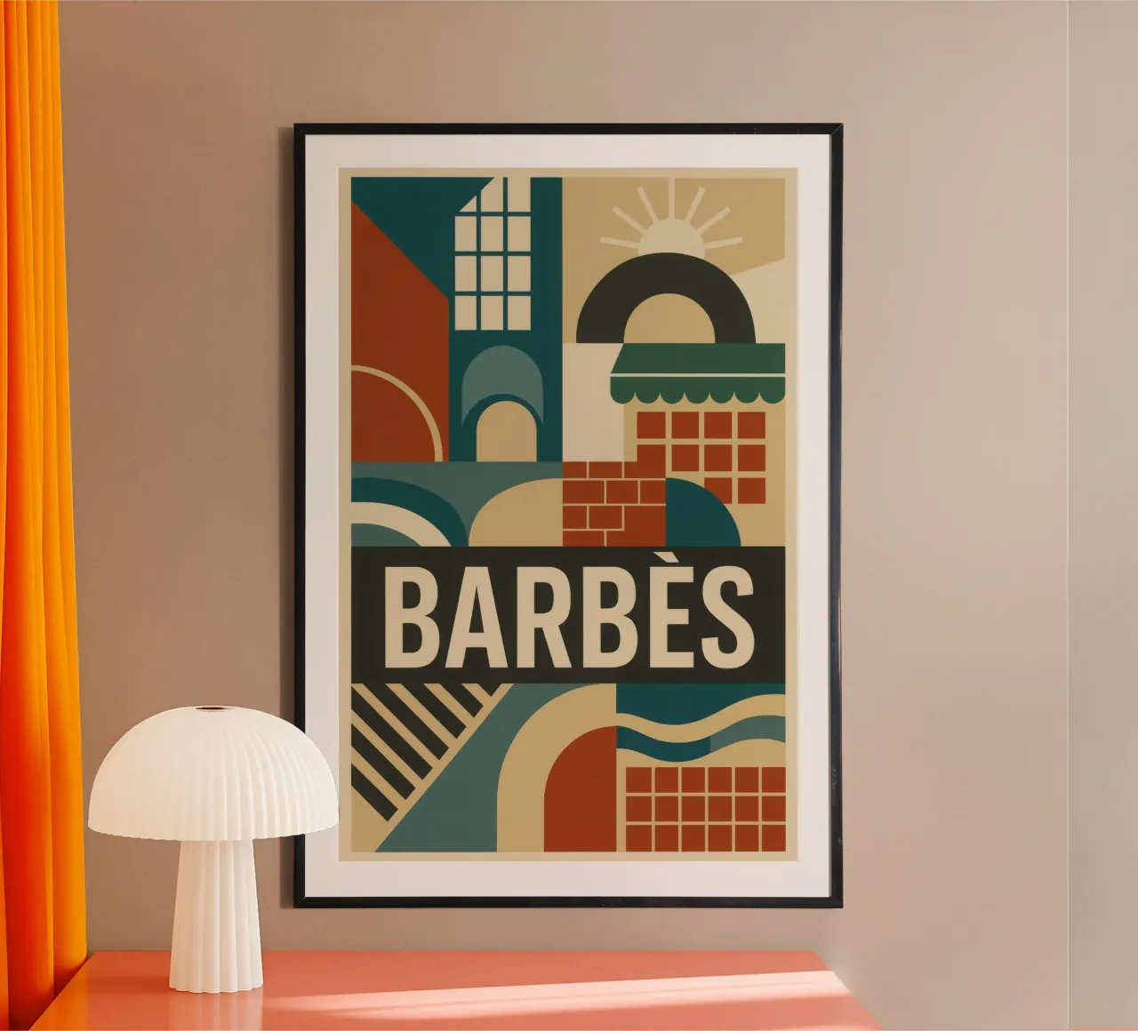 Barbès - L'energia grezza di Parigi in colori vivaci poster con telaio in legno da JETLAG | affiches voyage