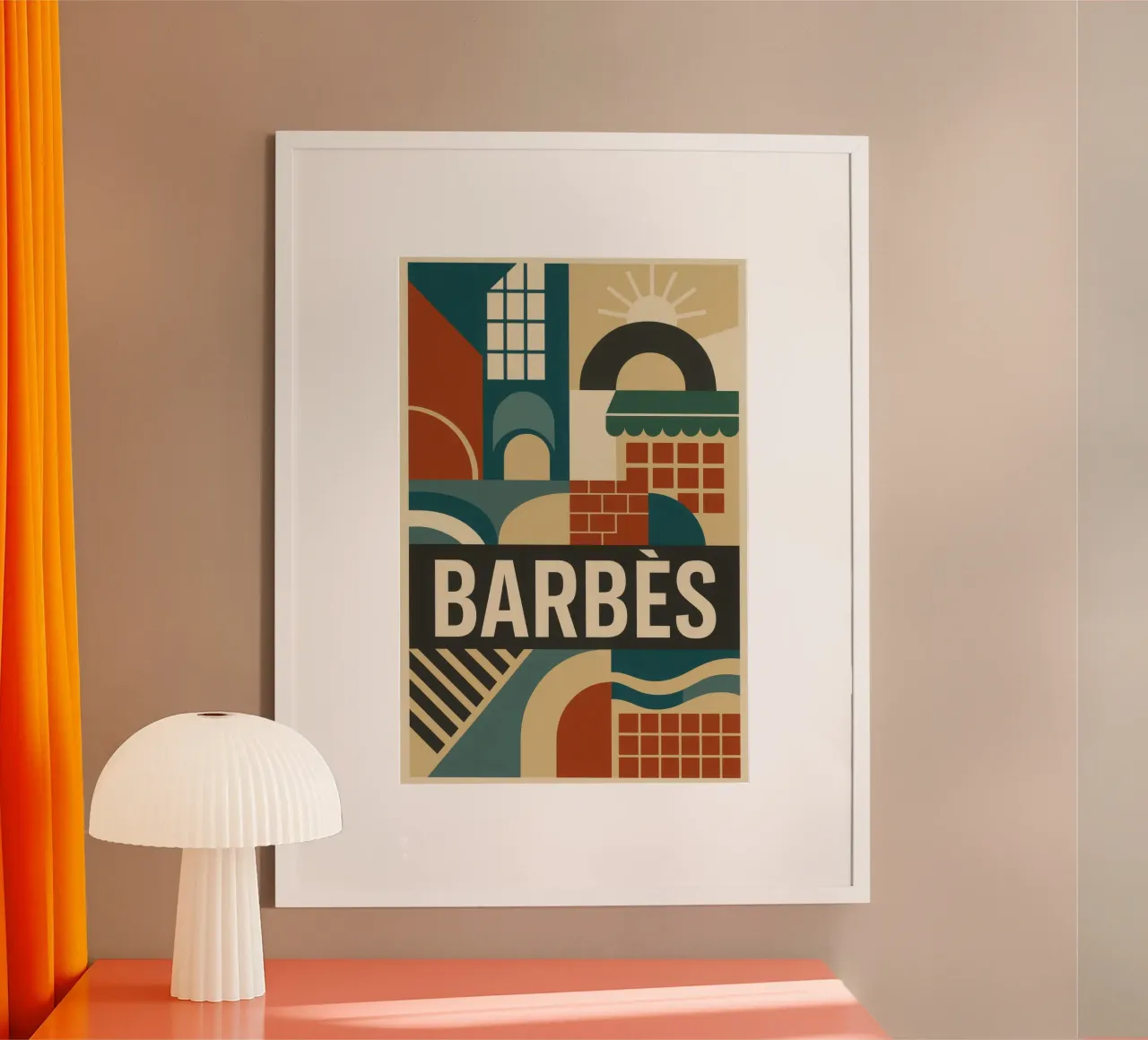 Barbès - L'energia grezza di Parigi in colori vivaci poster con telaio in legno da JETLAG | affiches voyage
