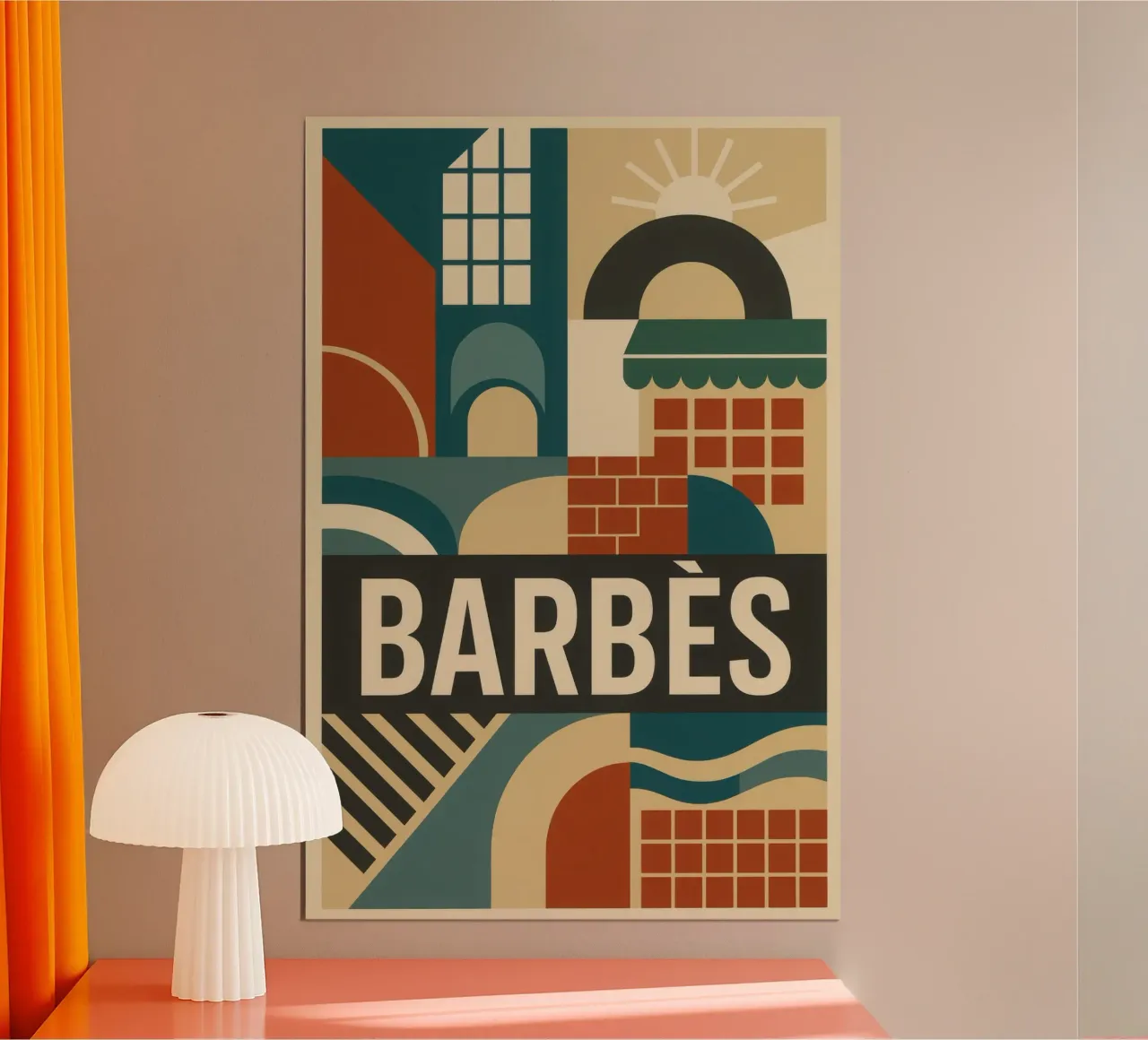 Barbès - L'energia grezza di Parigi in colori vivaci poster con telaio in legno da JETLAG | affiches voyage