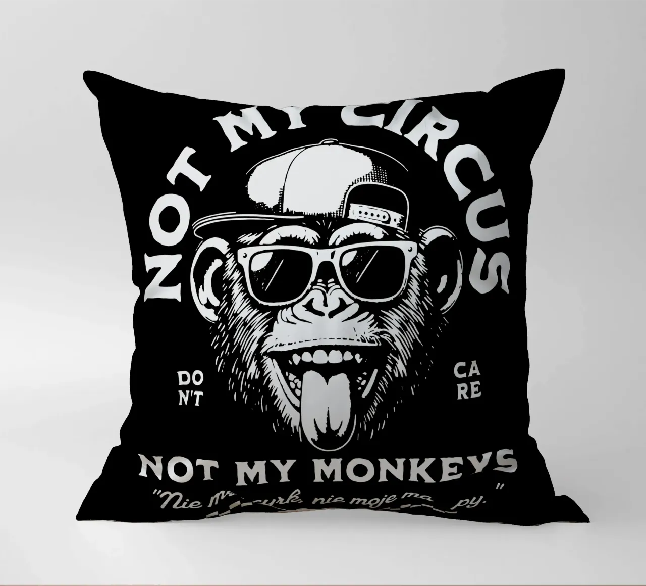 Not My Circus - Not My Monkeys decorative cushion by Gunawan Rb