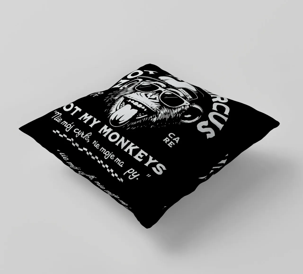 Not My Circus - Not My Monkeys decorative cushion by Gunawan Rb
