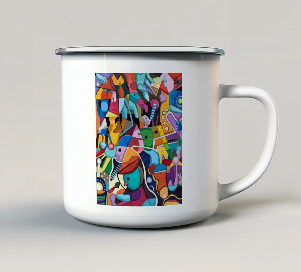 Levendige abstracte caleidoscoop emaille mok van Monarco Virtuoso