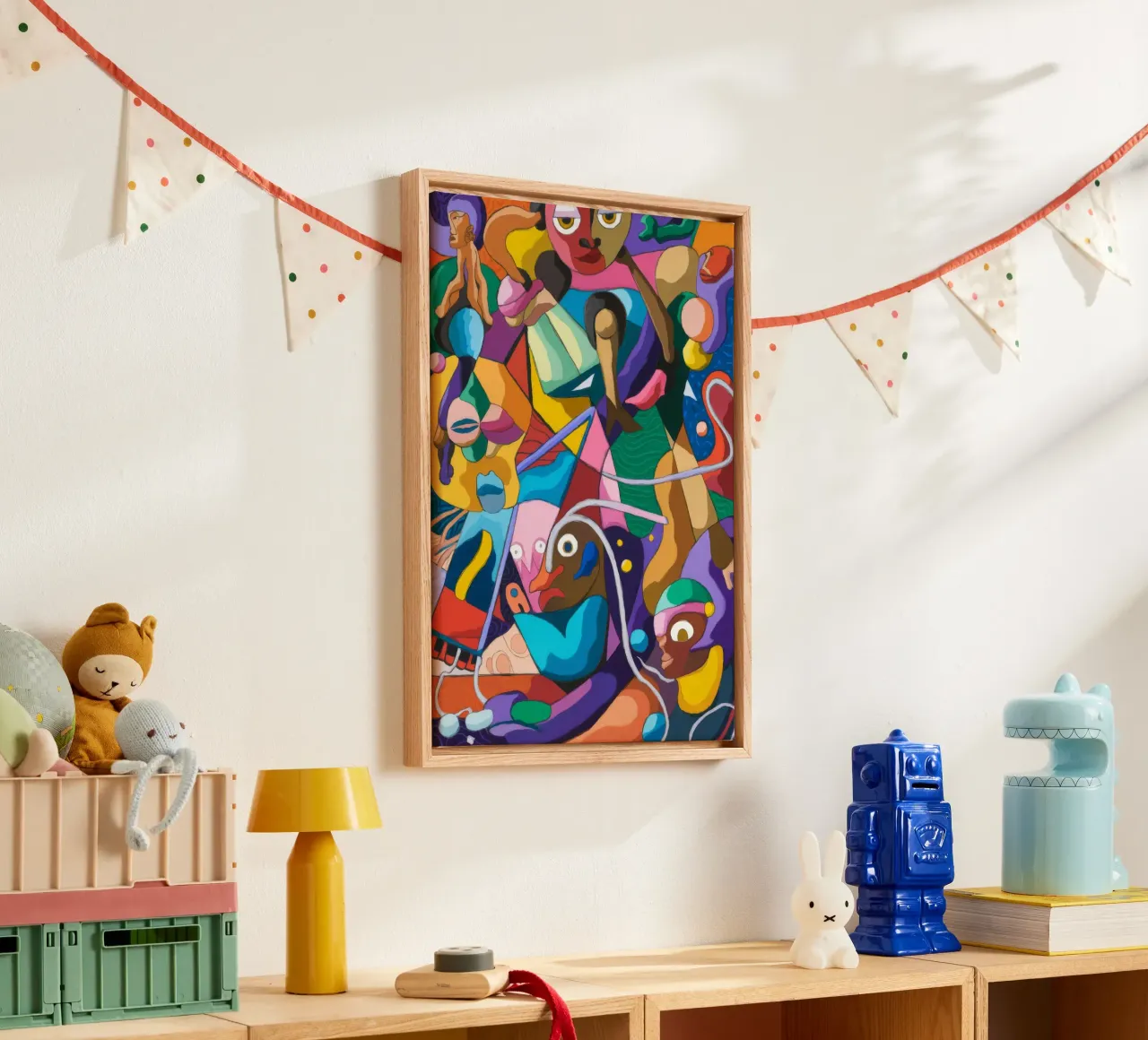 Symfonie met kleurrijk patroon canvas met Baklijst van Monarco Virtuoso