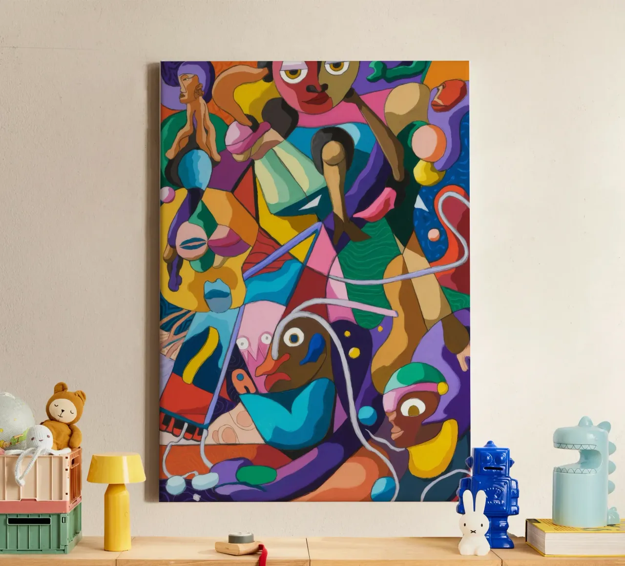 Symfonie met kleurrijk patroon canvas met Baklijst van Monarco Virtuoso