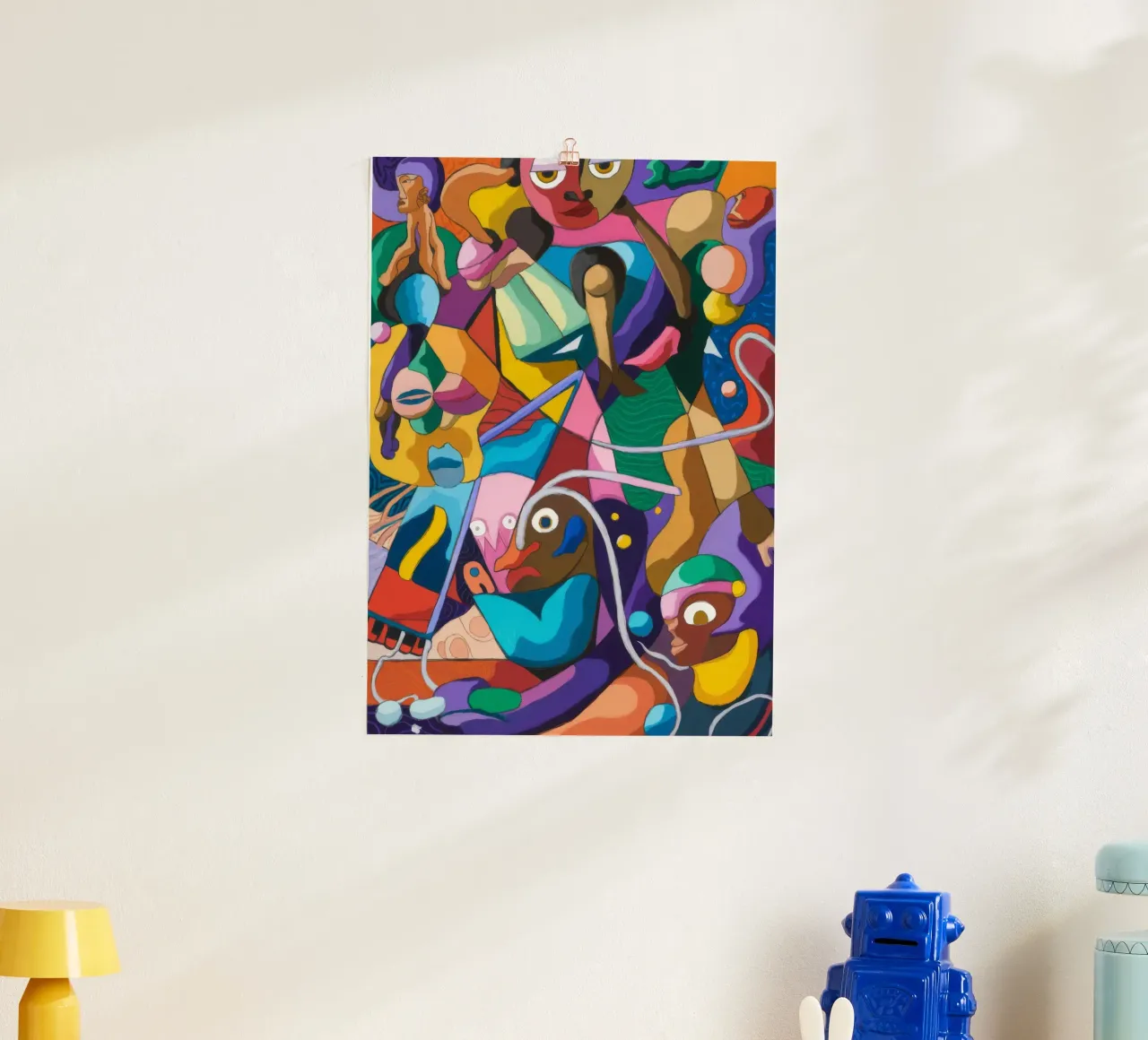 Symfonie met kleurrijk patroon poster met aluminium frame van Monarco Virtuoso