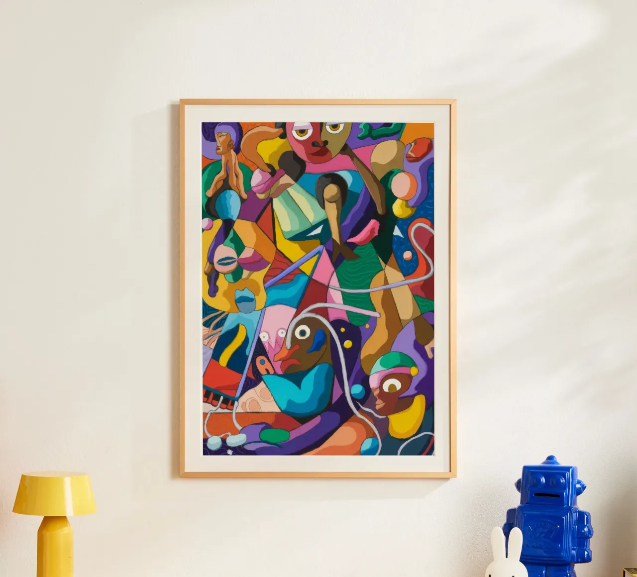 Symfonie met kleurrijk patroon poster met aluminium frame van Monarco Virtuoso