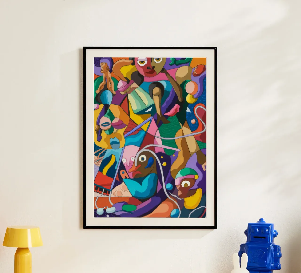 Symfonie met kleurrijk patroon poster met aluminium frame van Monarco Virtuoso