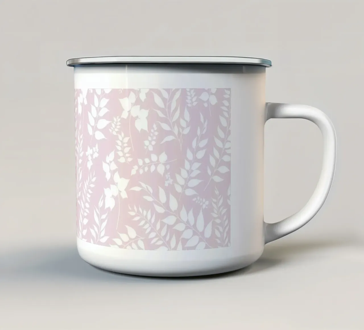 Greenery Botanische Print Blush Roze emaille mok van SilverPegasus
