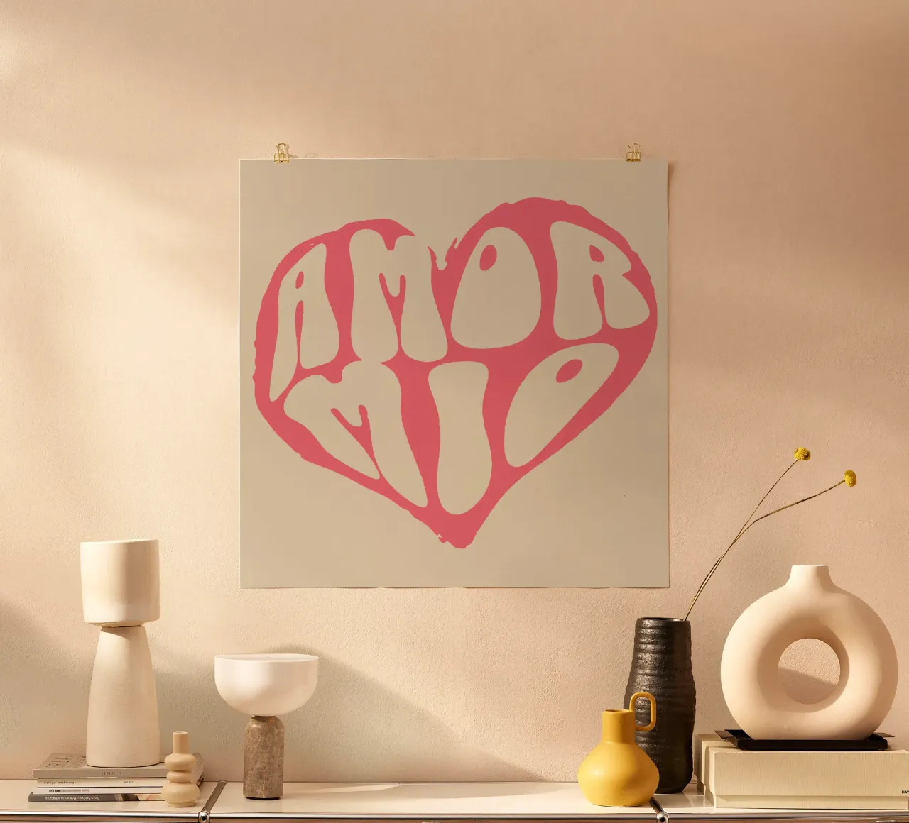 il mio amore poster con telaio in legno da Gunawan Rb