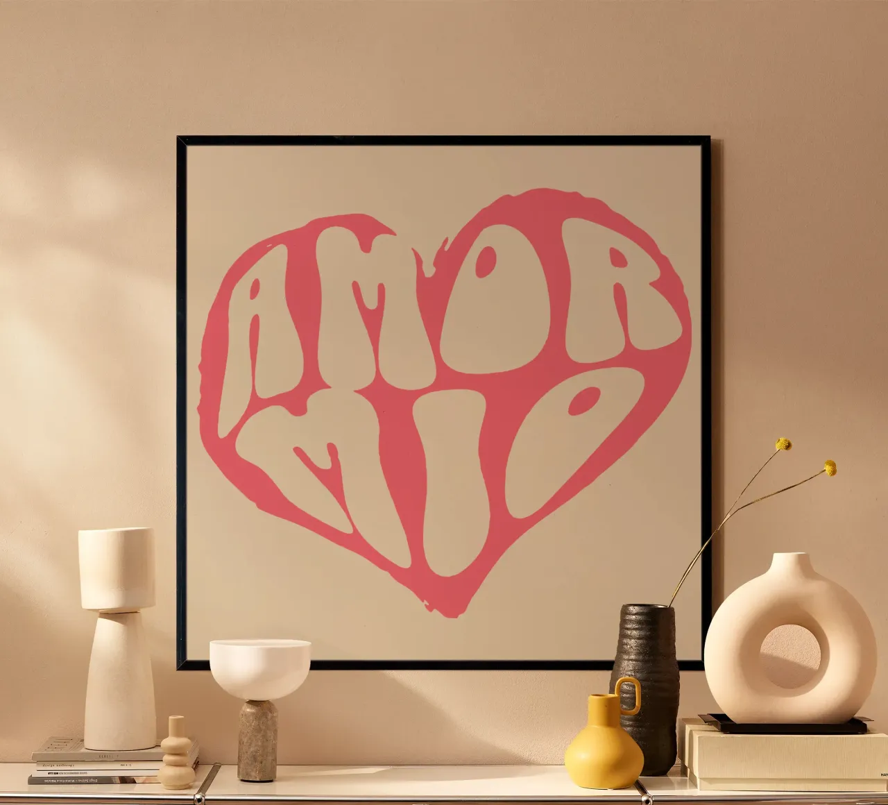 il mio amore poster con telaio in legno da Gunawan Rb