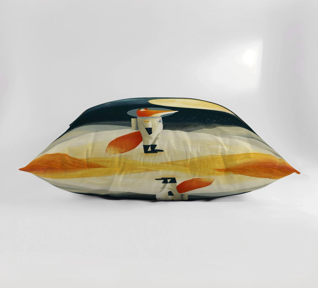 Astronaut Fox Floating in Space – Minimalist Kids Art decorative cushion by Modern Muse