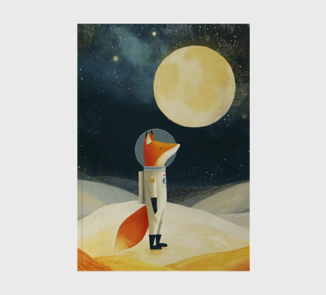 Astronaut Fox Floating in Space – Minimalist Kids Art notebook by Modern Muse