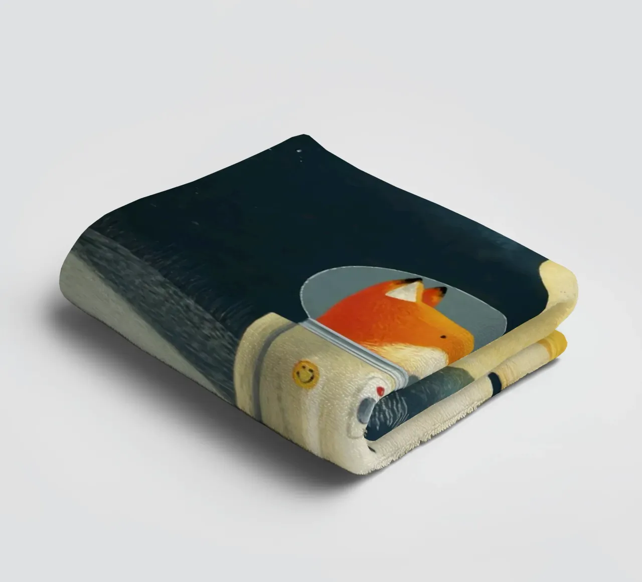 Astronaut Fuchs schwebt im Weltraum - Minimalistische Kinder Kunst Handtuch von Modern Muse