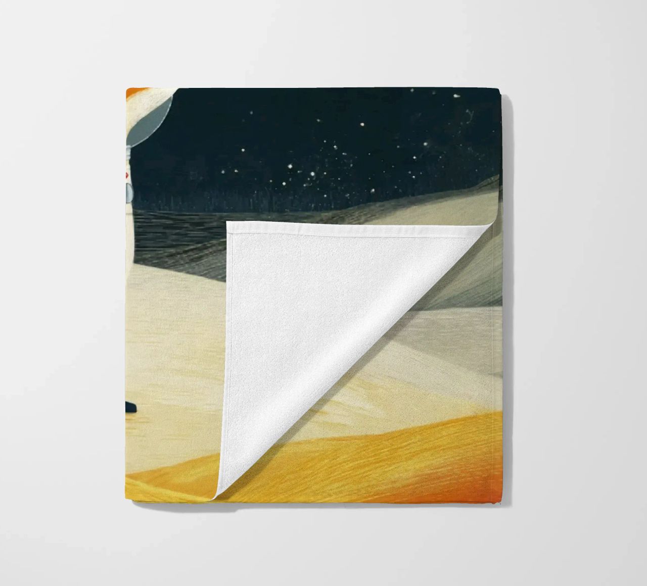 Astronaut Fox Floating in Space – Minimalist Kids Art beach towel by Modern Muse
