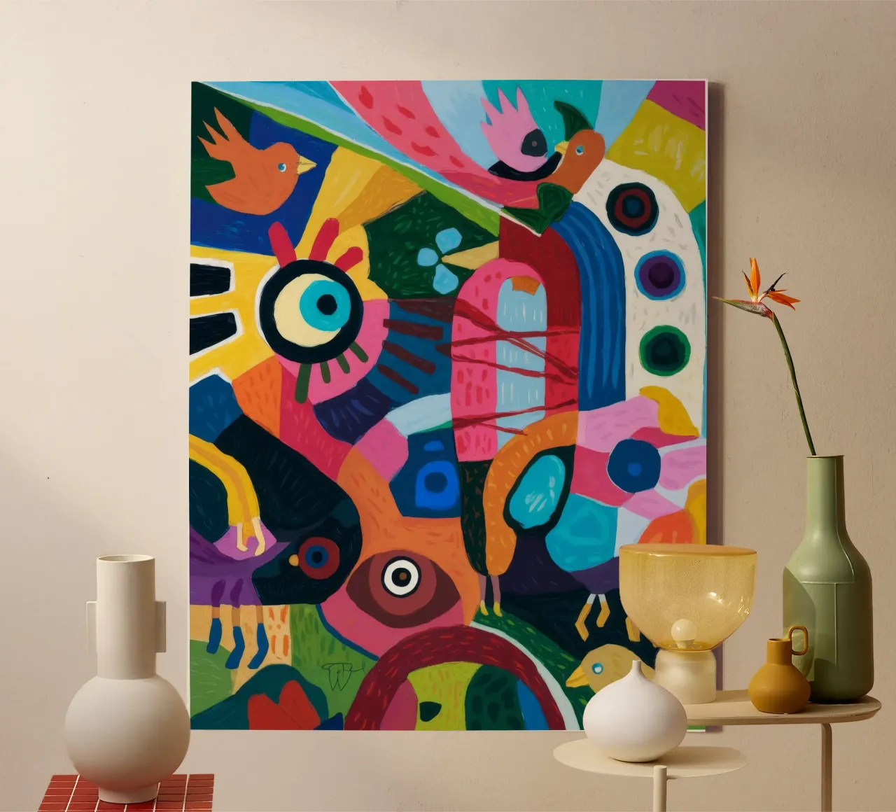 Levendige abstracte caleidoscoop canvas met Baklijst van Monarco Virtuoso