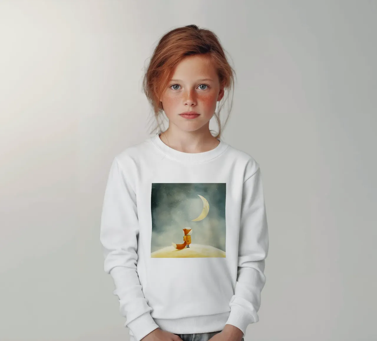 Astronaut Fox Floating in Space – Cute Minimalist Art kids sweatshirt by Modern Muse
