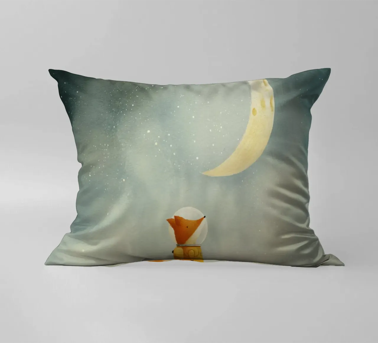 Astronaut Fox Floating in Space – Cute Minimalist Art decorative cushion by Modern Muse
