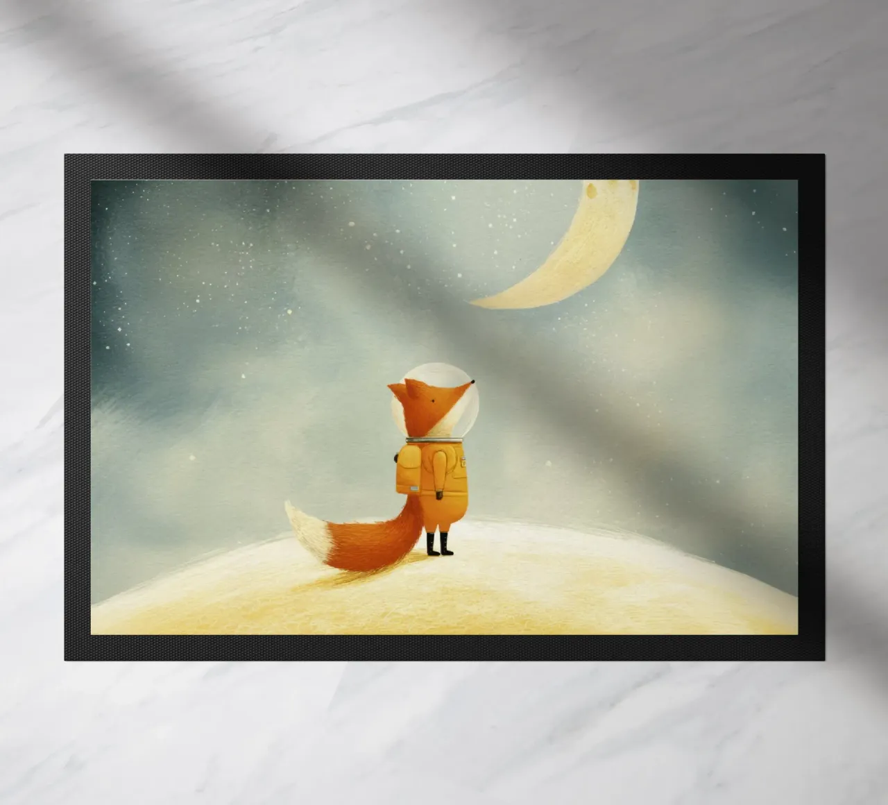 Astronaut Fox Floating in Space – Cute Minimalist Art doormat by Modern Muse