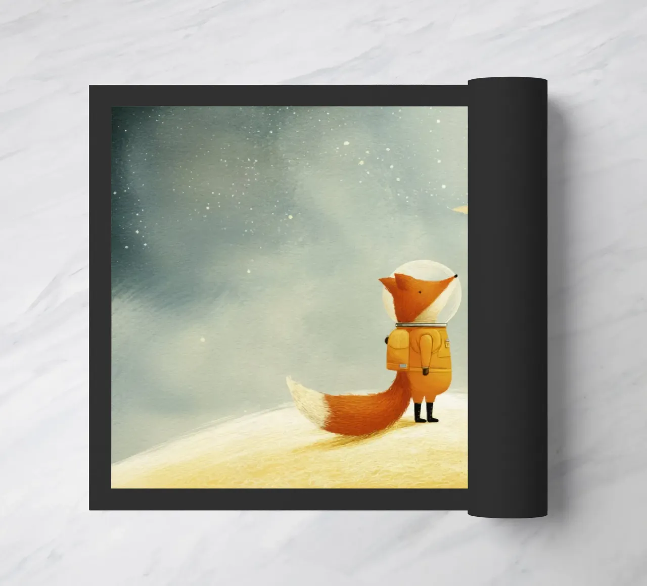 Astronaut Fox Floating in Space – Cute Minimalist Art doormat by Modern Muse