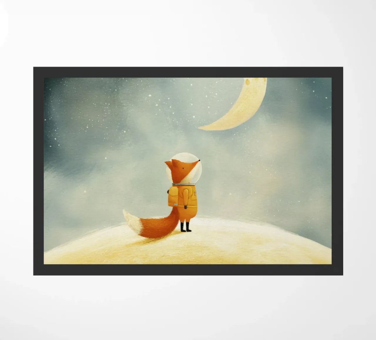 Astronaut Fox Floating in Space – Cute Minimalist Art doormat by Modern Muse