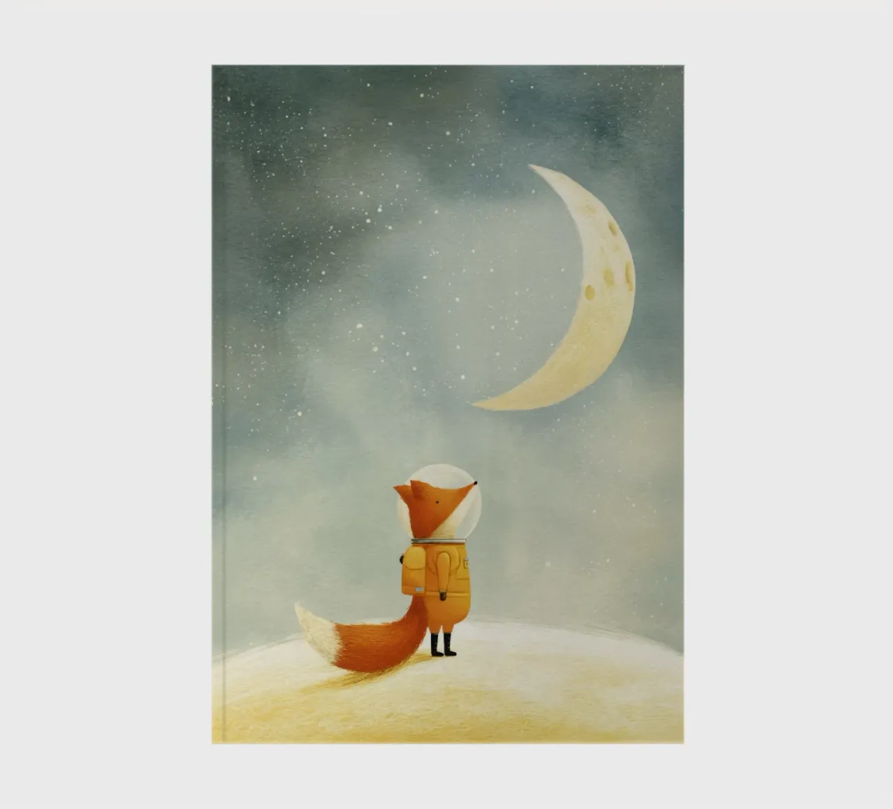 Astronaut Fox Floating in Space – Cute Minimalist Art notebook by Modern Muse