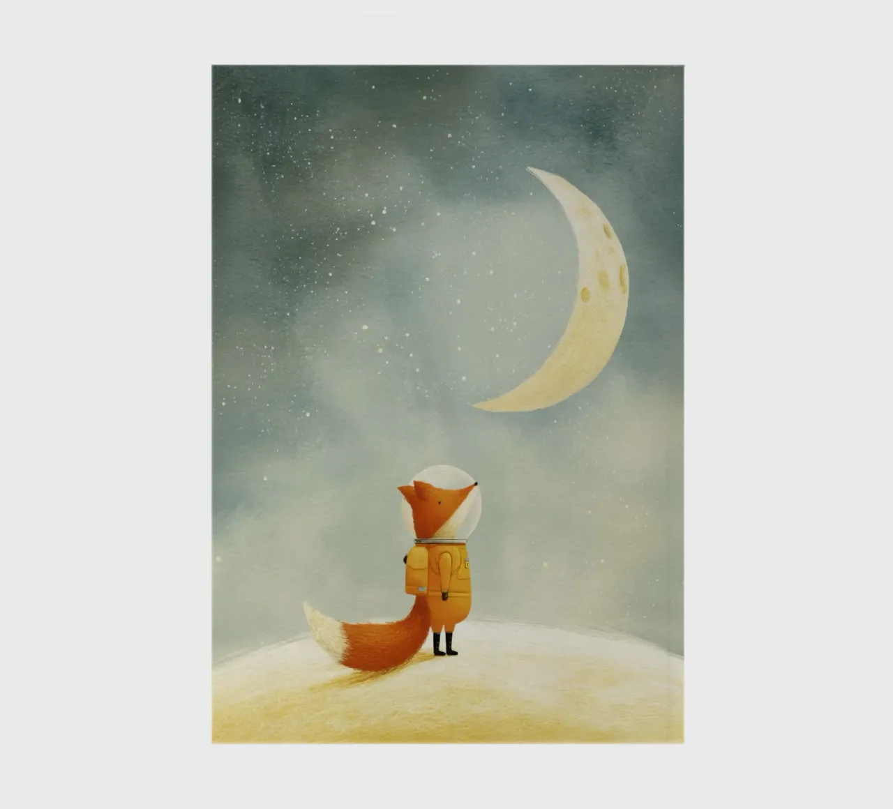 Astronaut Fox Floating in Space – Cute Minimalist Art notebook by Modern Muse