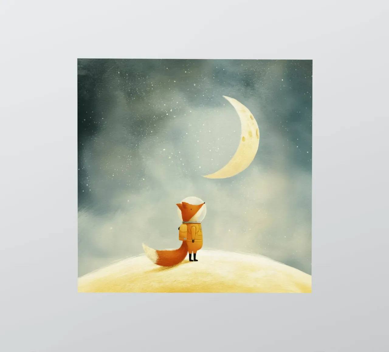 Astronaut Fox Floating in Space – Cute Minimalist Art sticker by Modern Muse