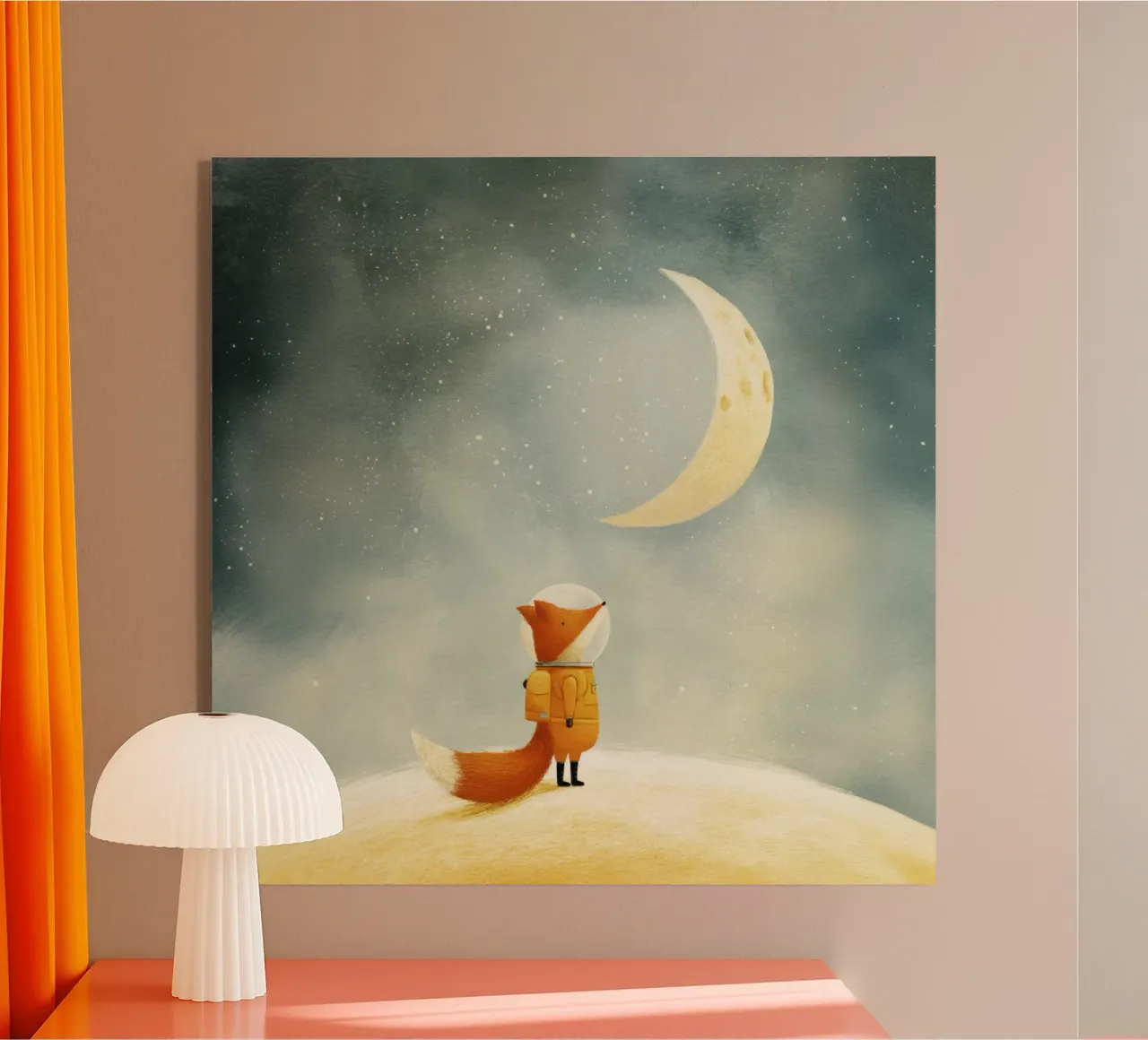 Astronaut Fuchs schwebend im Raum - Niedliche minimalistische Kunst Acryl-Glas von Modern Muse