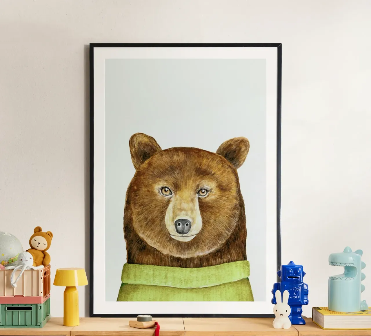 Paul The Bear poster con telaio in plastica da Little Flourishes