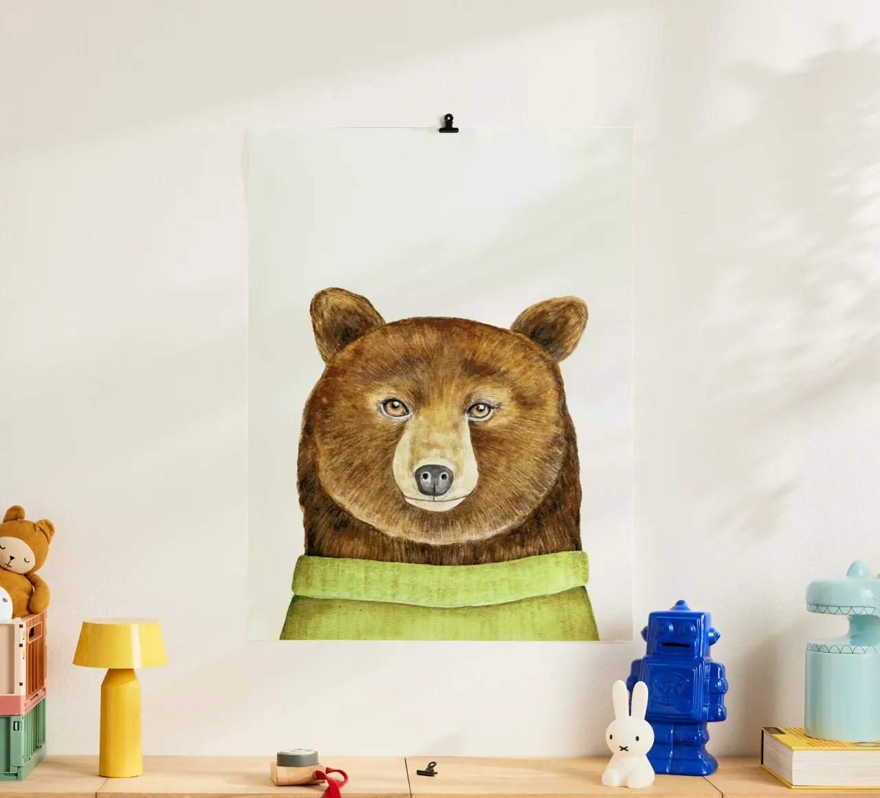 Paul The Bear poster con telaio in plastica da Little Flourishes
