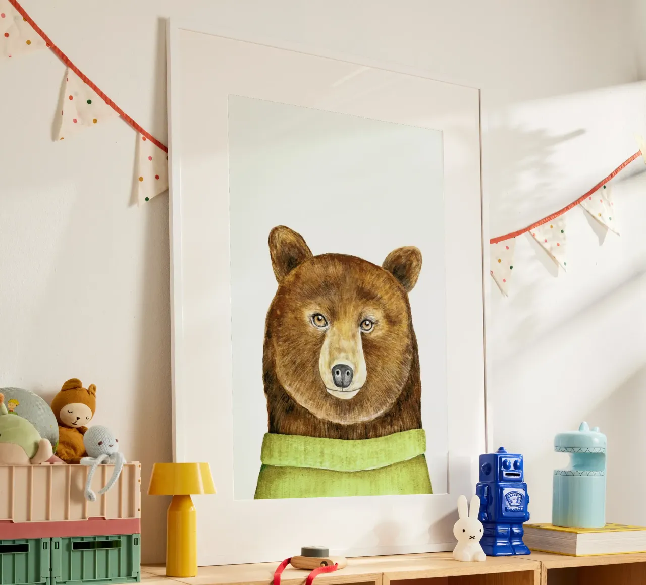 Paul The Bear poster con telaio in plastica da Little Flourishes