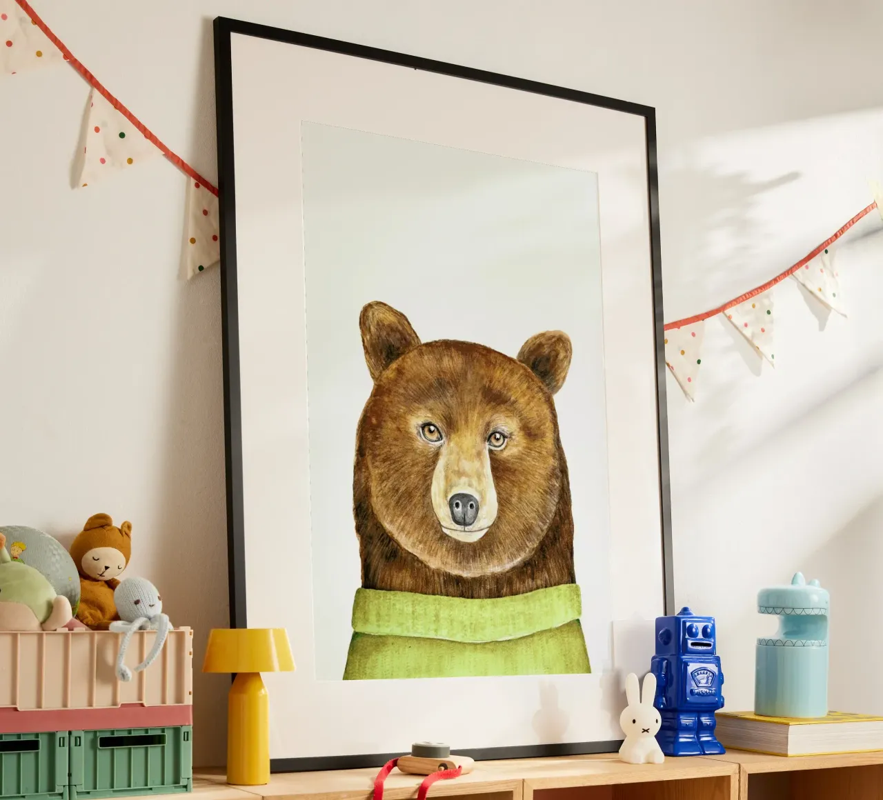 Paul The Bear poster con telaio in plastica da Little Flourishes