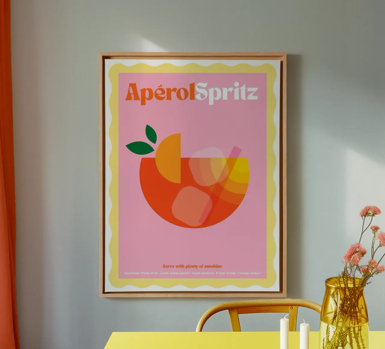 Cocktail Aperol Spritz minimale - Retro Scallop & Sunny Vibes tela da Dominique Vari