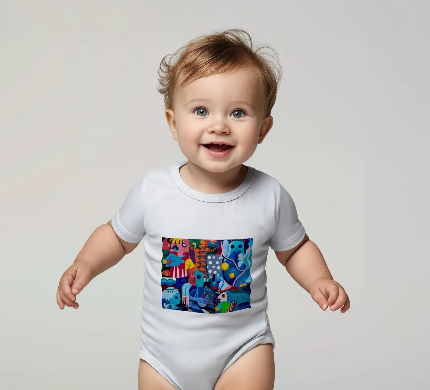 Dynamisch gemusterte Sinfonie Kurzarm Babybody von Monarco Virtuoso