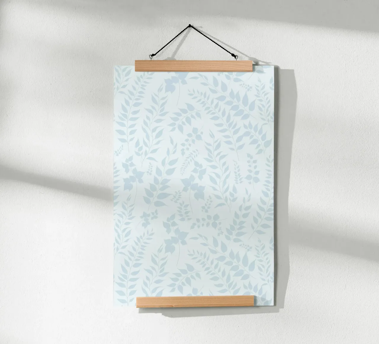 Greenery Botanical Print Blaue Blätter Poster mit Aluminium Rahmen von SilverPegasus