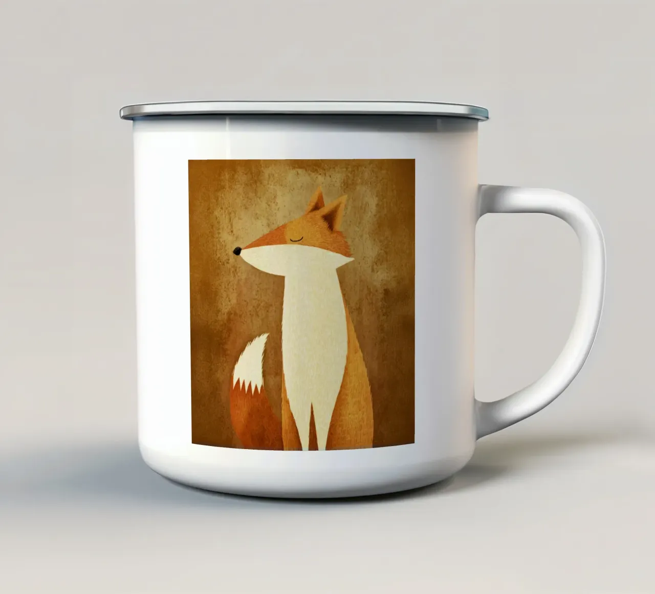 Volpe timida della foresta con bagliore di bronzo - Stile ingenuo da racconto popolare tazza in smalto da Modern Muse