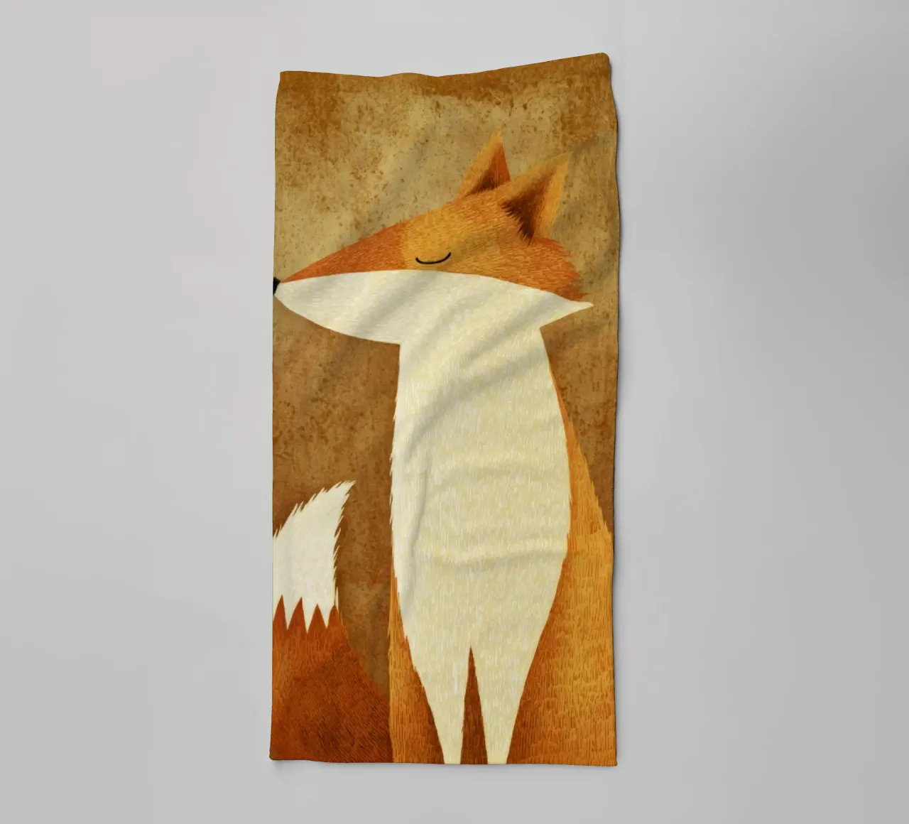 Shy Forest Fox on Bronze Glow – Naive Folk Tale Style towel by Modern Muse
