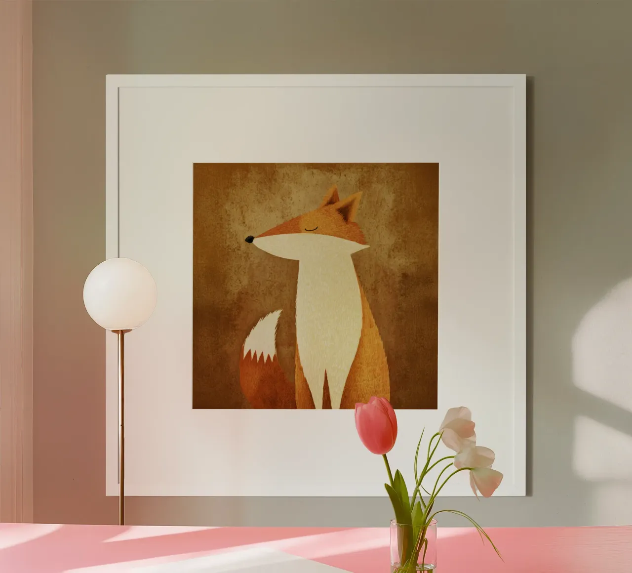 Shy Forest Fox on Bronze Glow – Naive Folk Tale Style hahnemühle by Modern Muse