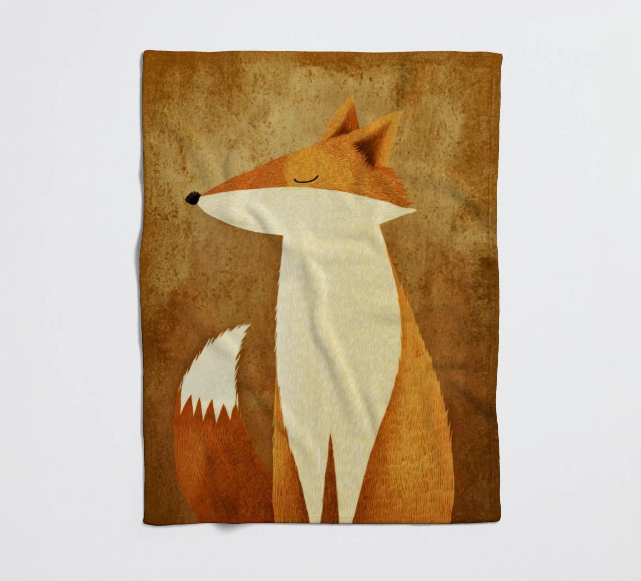 Volpe timida della foresta con bagliore di bronzo - Stile ingenuo da racconto popolare coperta in pile da Modern Muse
